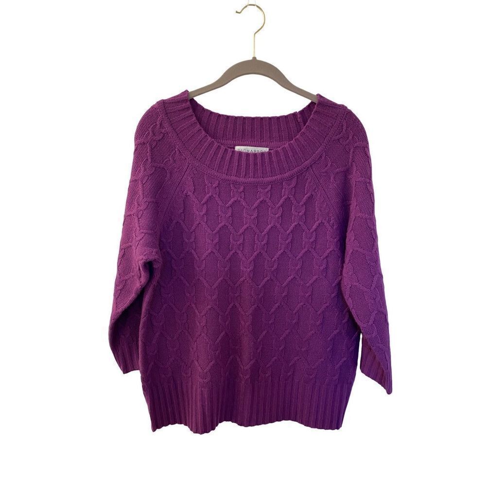 Sag Harbor women’s petite purple cableknit sweater  size large petite 